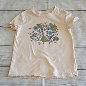 btween Cream Short Sleeve Tee with Floral Design